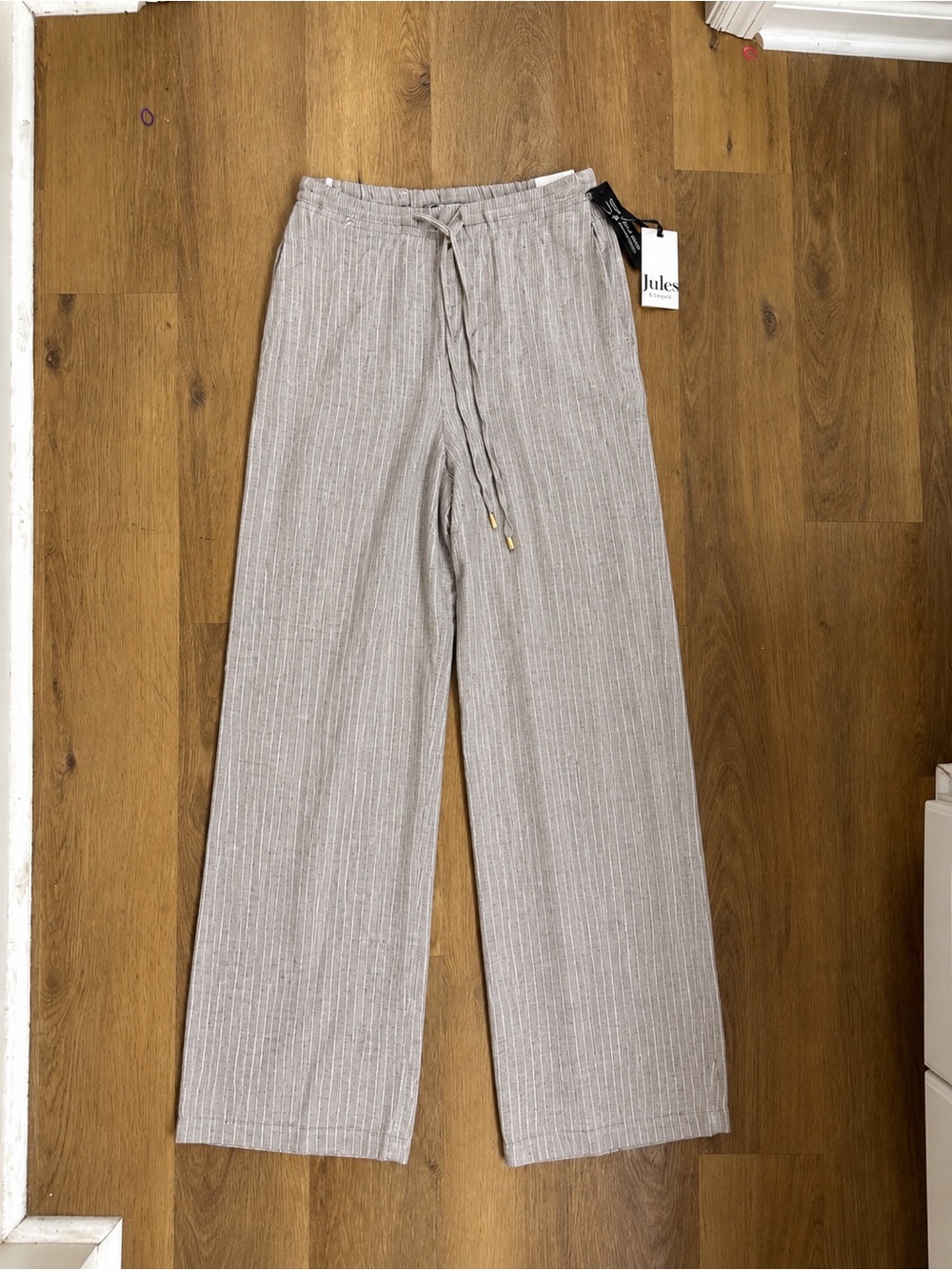 NWT Jules & Leopold XS pull-on wide-leg linen-blend pants